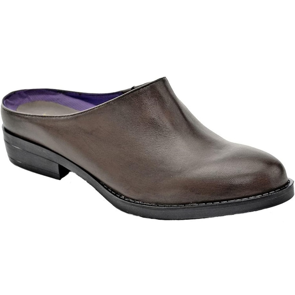 David Tate Womens Margo Leather Block Heel Mules